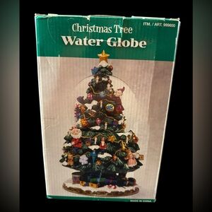 Christmas Tree Water Globe Rotating Musical We Wish You A Merry Christmas Plays.